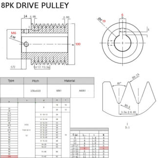 3 x Poly-V 8PK 100mm Pulleys with 19mm Hole